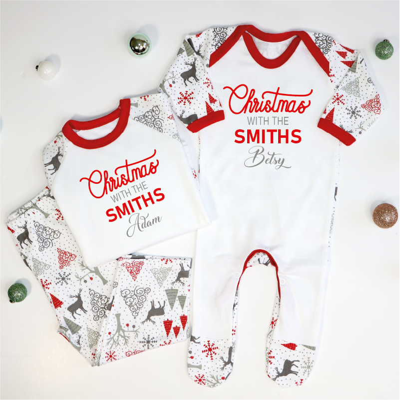 Christmas With Surname Matching Family Pyjamas