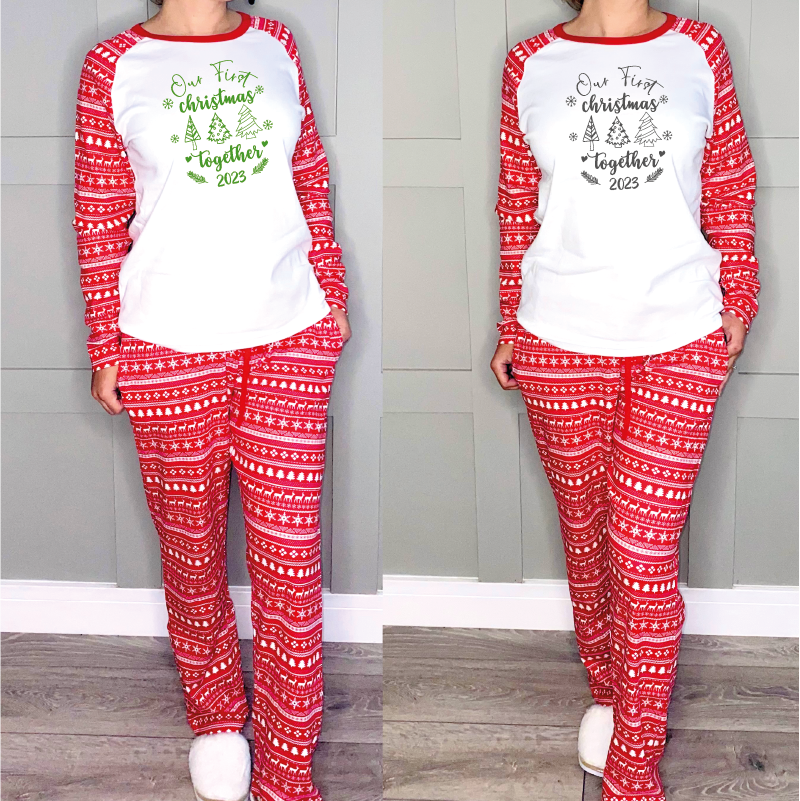 First Christmas Together Red Pyjamas for Couples