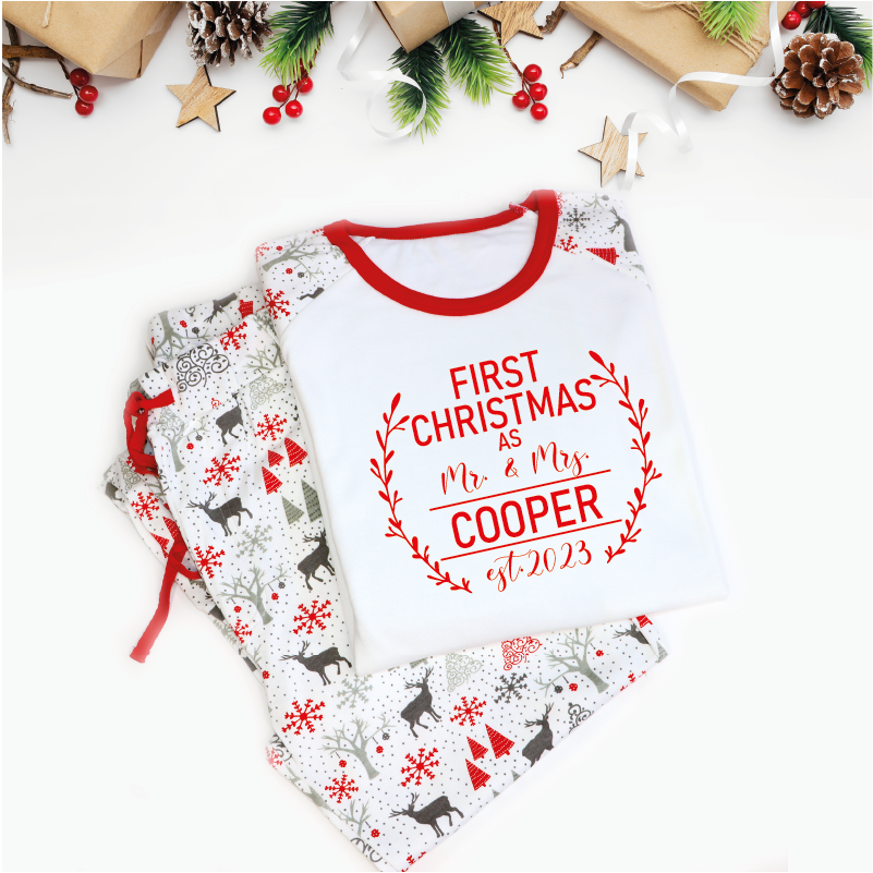 First Christmas as Mr and Mrs Christmas Pajamas EST 2023