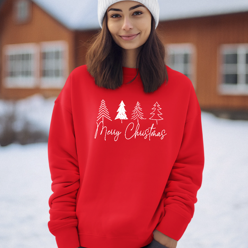 Minimalist Merry Christmas Jumper with cute Christmas Tree Silhouettes