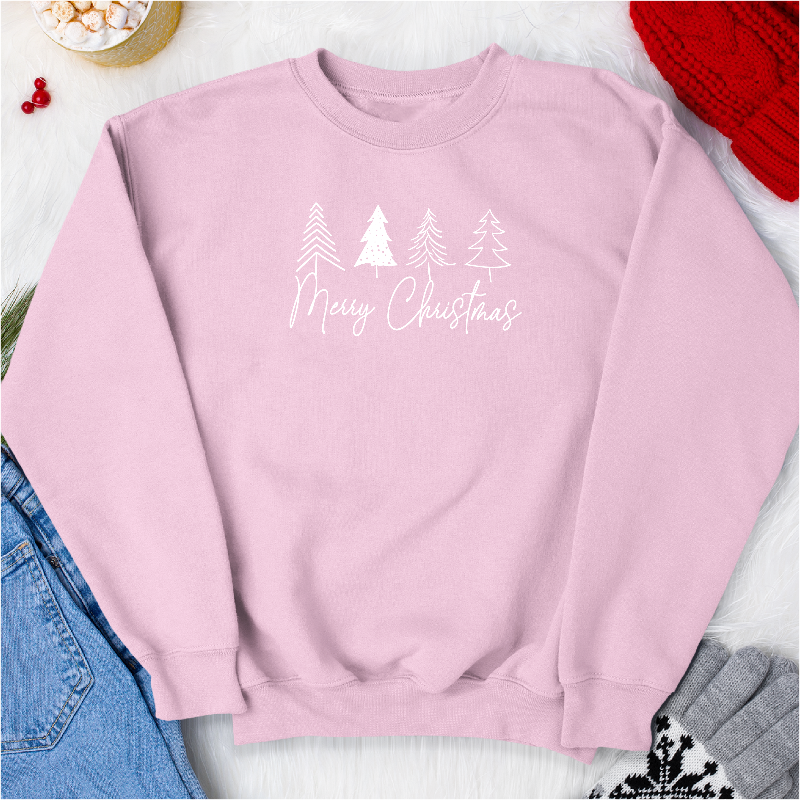 Minimalist Merry Christmas Jumper with cute Christmas Tree Silhouettes