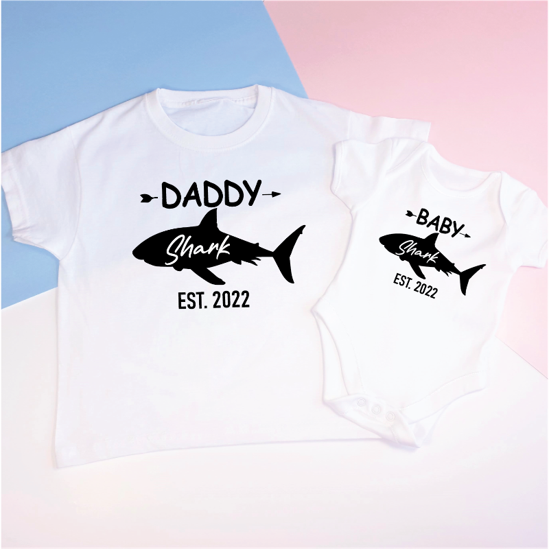 Baby Shark Mini Shark Daddy Shark and Mama Shark Family Matching T-shirts
