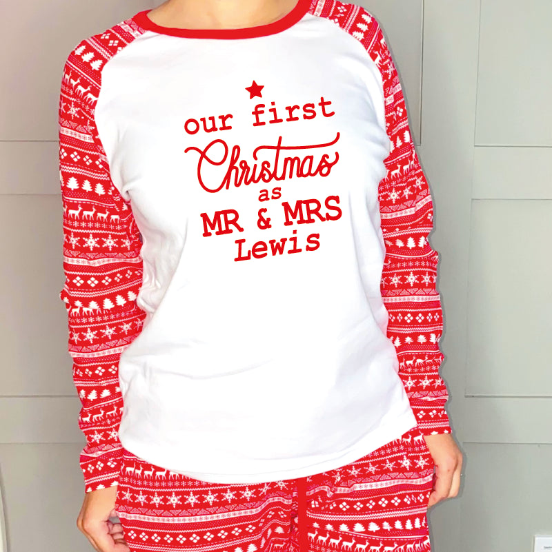 Our First Christmas as Mr and Mrs Matching Pyjamas