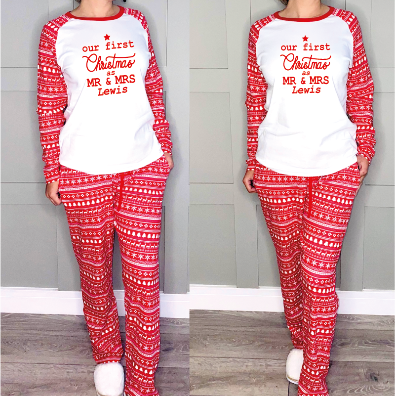 Our First Christmas as Mr and Mrs Matching Pyjamas
