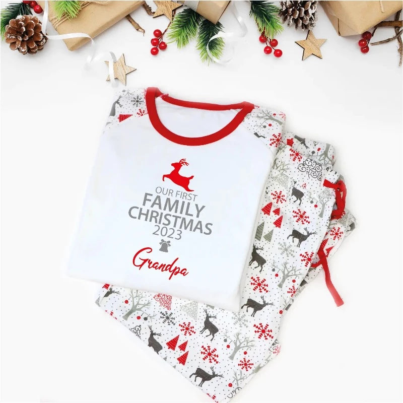Our First Family Christmas Matching Festive Pyjamas