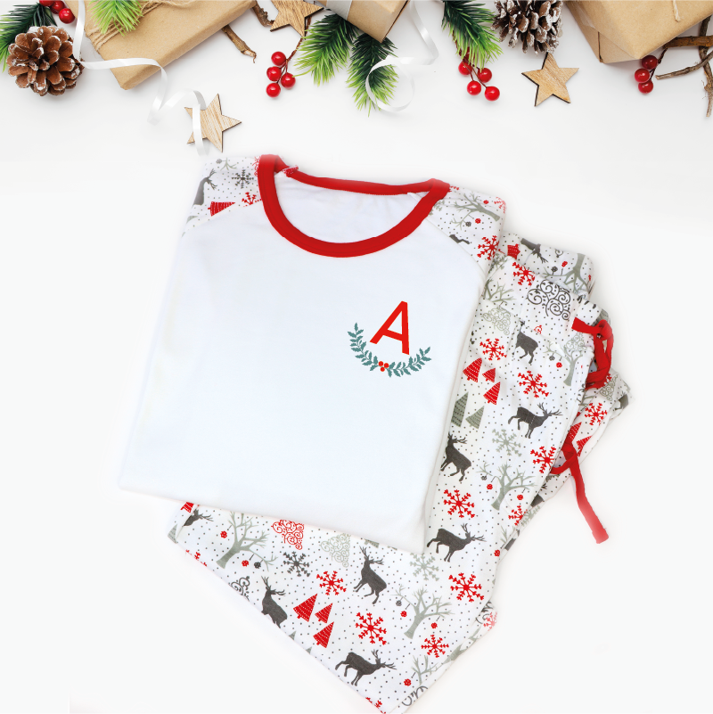 Personalised Initials Christmas Couple Pyjamas