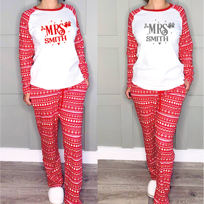 Personalised Mr and Mrs Christmas Pyjamas