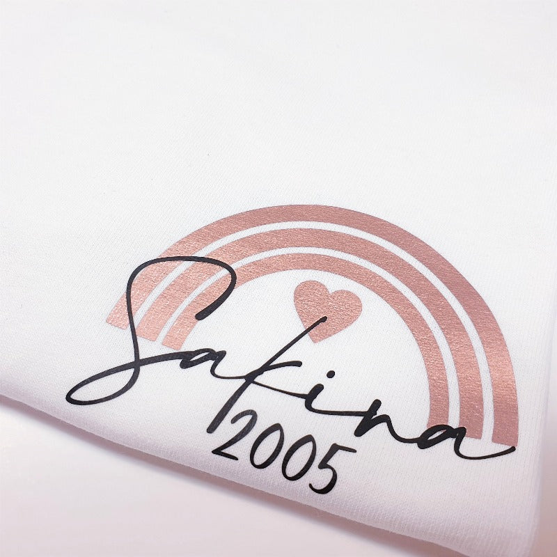 Personalised Name and Year/Date of Birth Rainbow Women's T-shirt