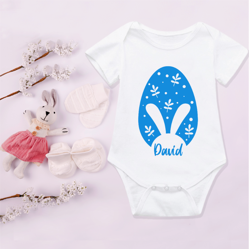 Custom Name Bunny and Egg Design Baby Easter Outfit