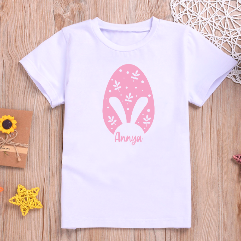 Custom Name Bunny and Egg Design Kid's Easter T-shirt