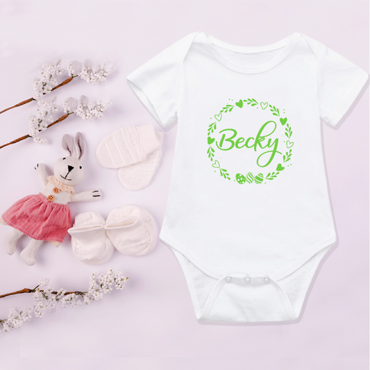 Personalised Easter Wreath Baby Bodysuit