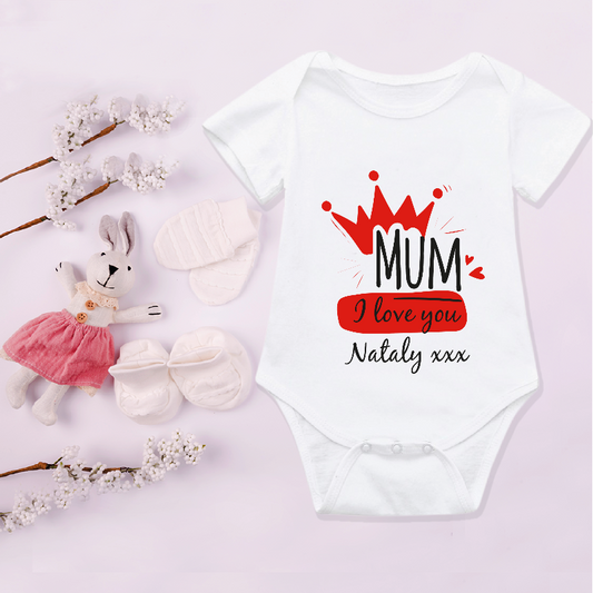 Mum I love you Personalised Baby Bodysuit