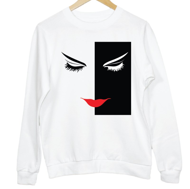 Red Lips Woman Sketch Sweatshirt