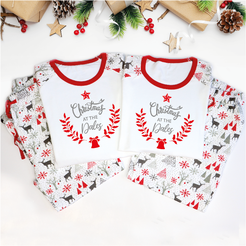 Christmas at the Grey Reindeer Raglan Pyjamas