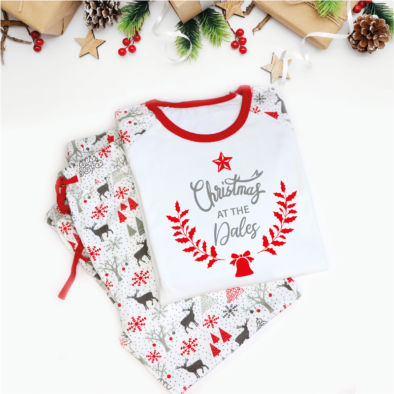 Christmas at the Grey Reindeer Raglan Pyjamas