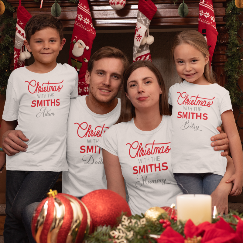 Christmas With The Surname Matching Family T shirts