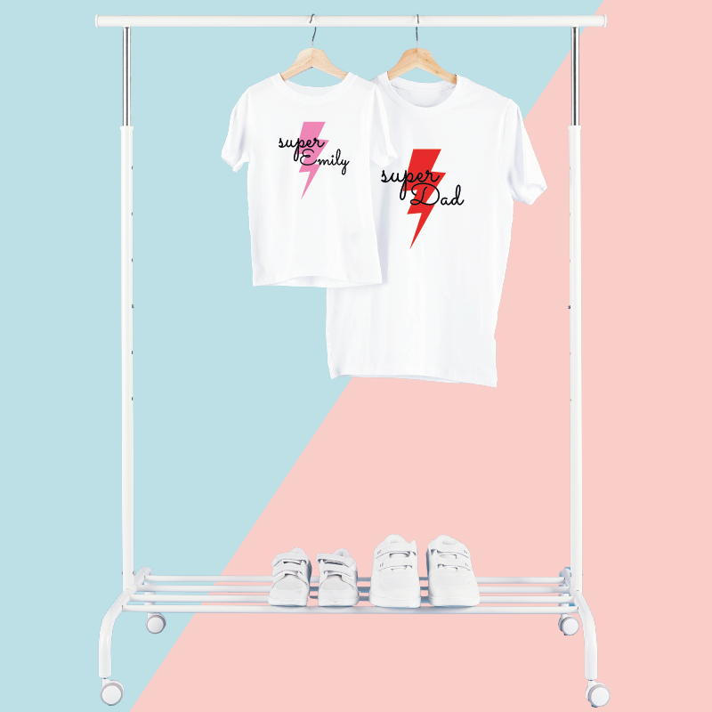 Personalised Matching Super Dad, Super Mum and Super Kid T-shirts