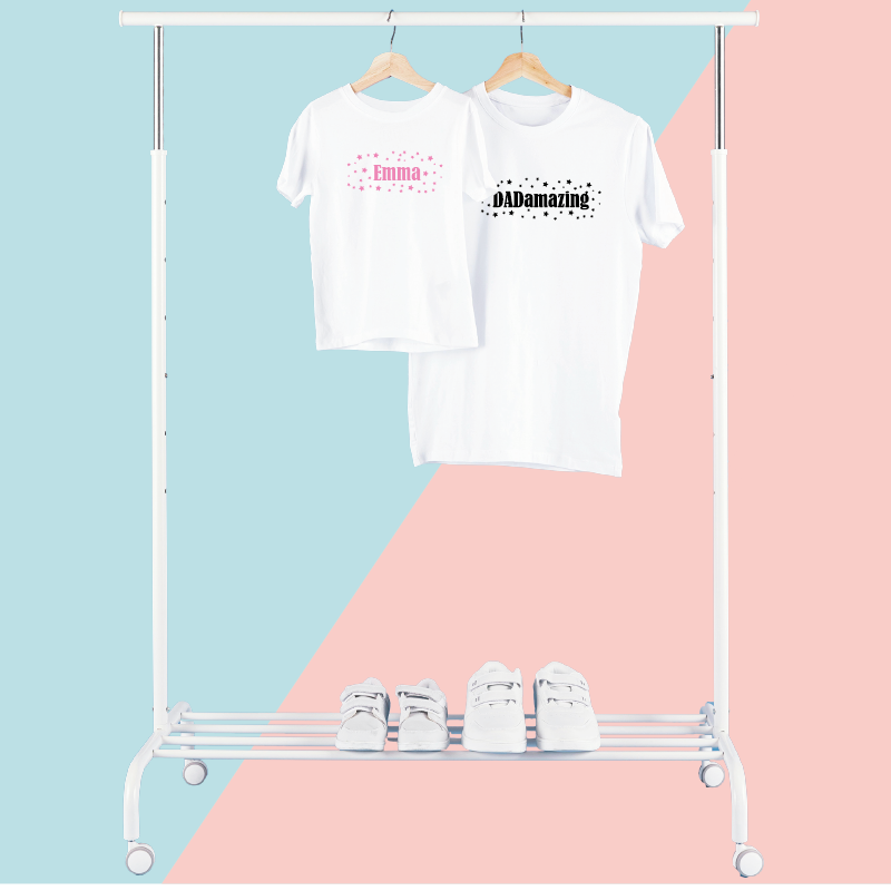 Personalised Twinning Dadamazing, Mumamazing and Kid/Baby Stars T-shirts