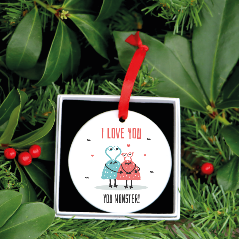 I Love You You Monster Christmas Couple Ornament