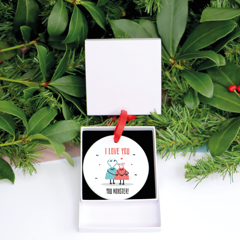I Love You You Monster Christmas Couple Ornament