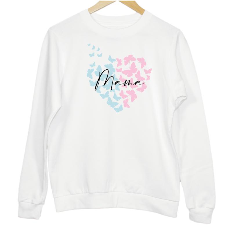 Mama Pastel Butterflies Heart Graphic Sweatshirt