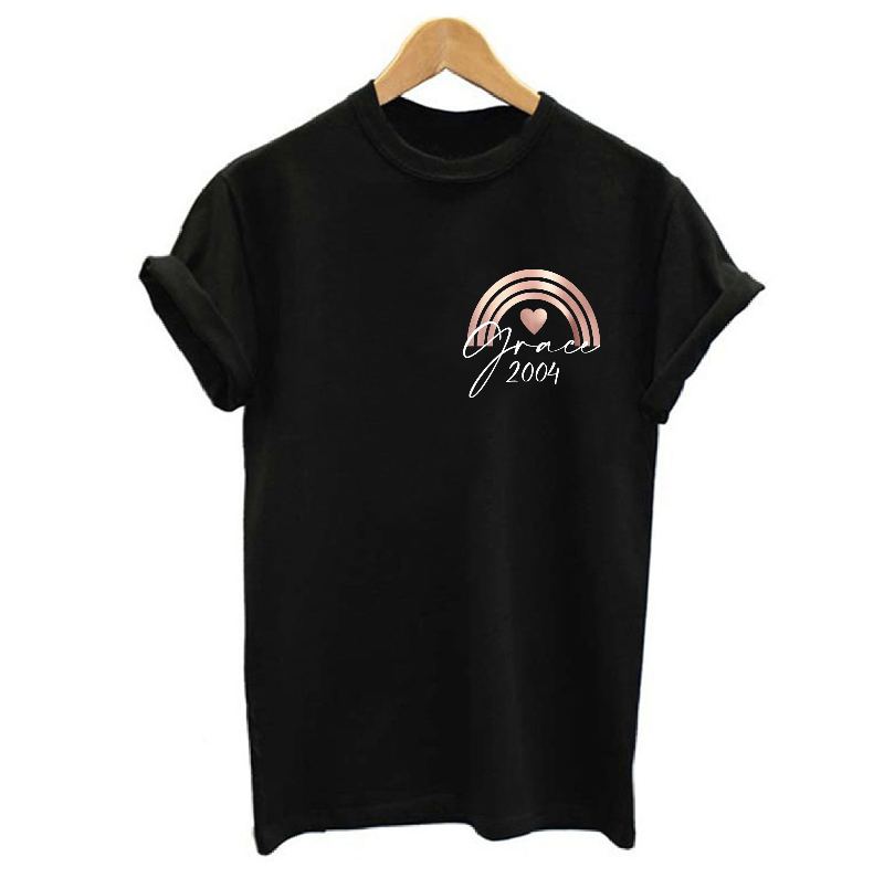 Personalised Name and Year/Date of Birth Rainbow Women's T-shirt