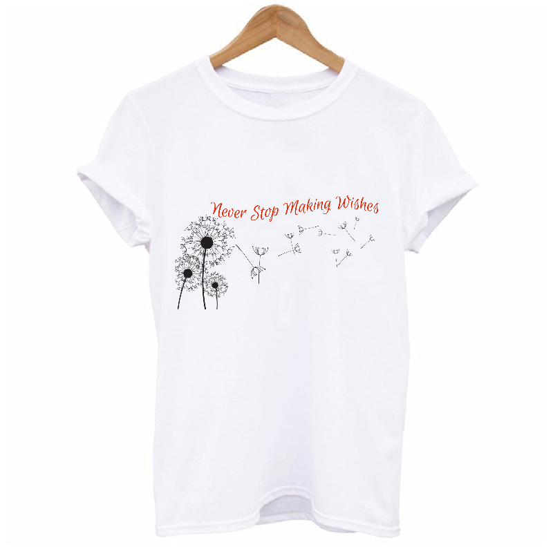 Never Stop Making Wishes Dandelions Graphic T-shirt