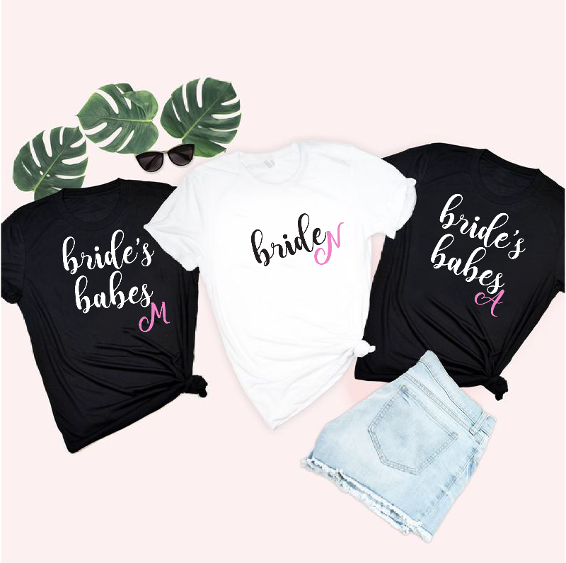 Personalised Bride and Bride's Babes T-shirts