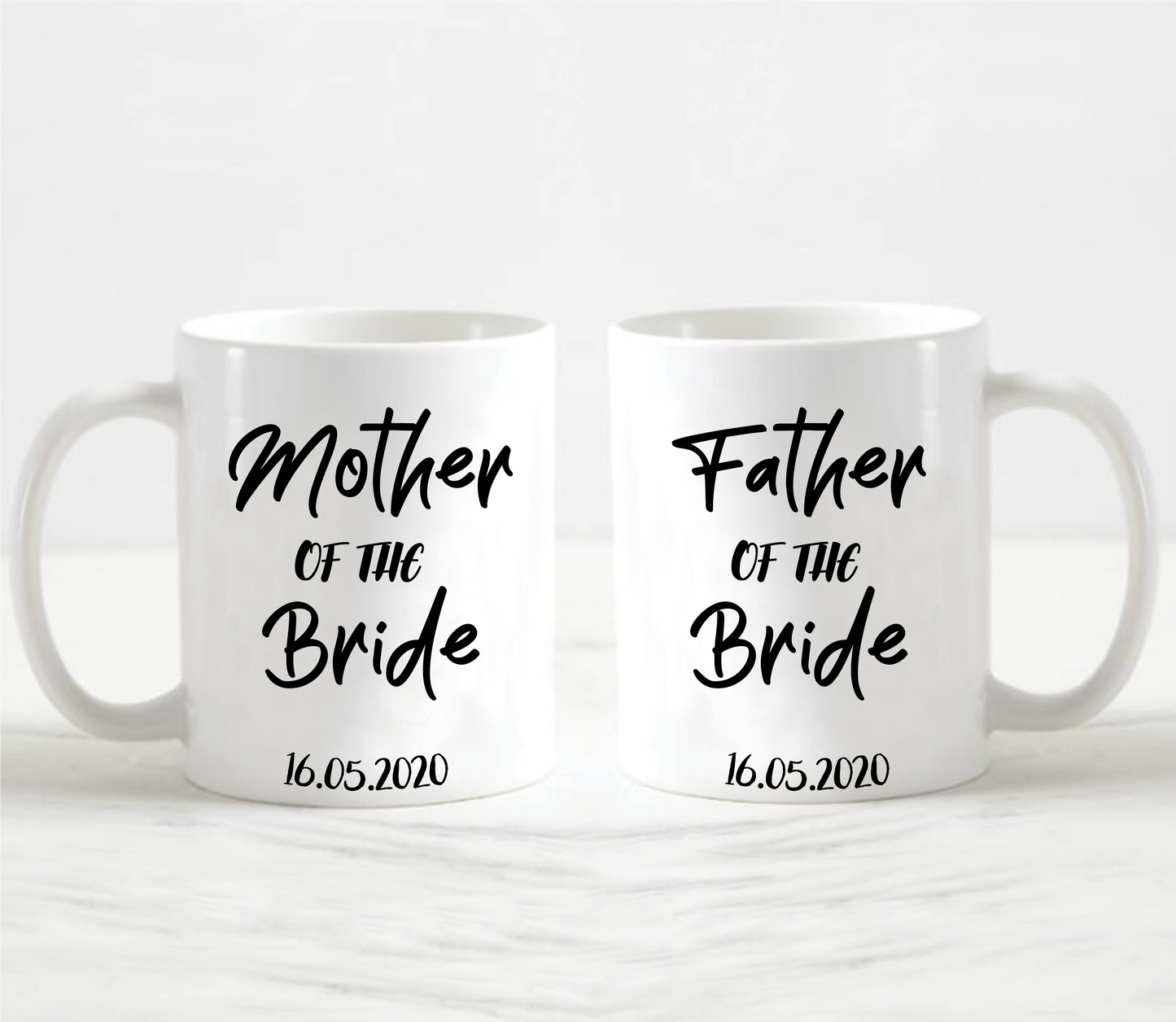 Personalised Mother and Father of the Bride Mug Set
