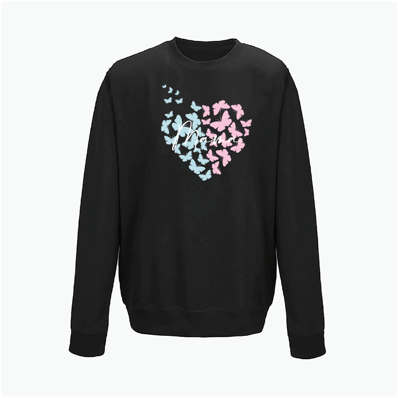 Mama Pastel Butterflies Heart Graphic Sweatshirt