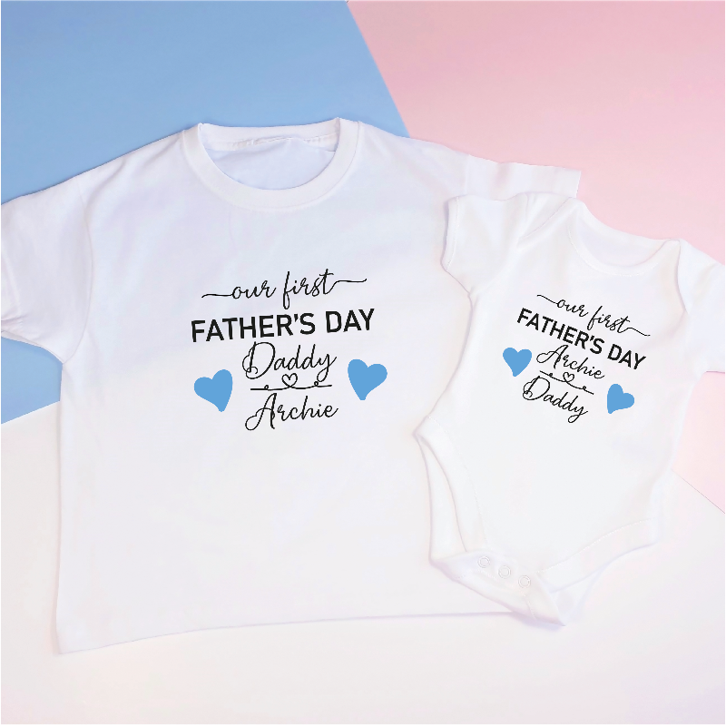 Personalised Father's Day Daddy and Baby T-shirt and Vest Set