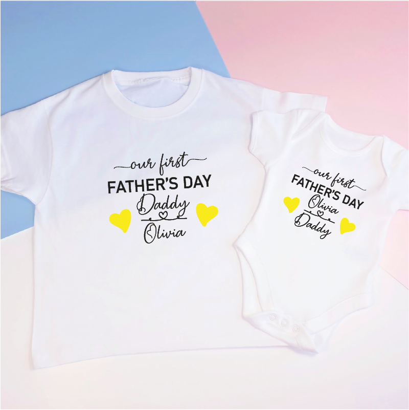 Our First Fathers Day Matching T-Shirt and Baby Grow Set
