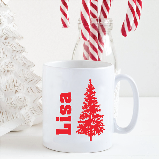 Personalised Red Christmas Tree Mug