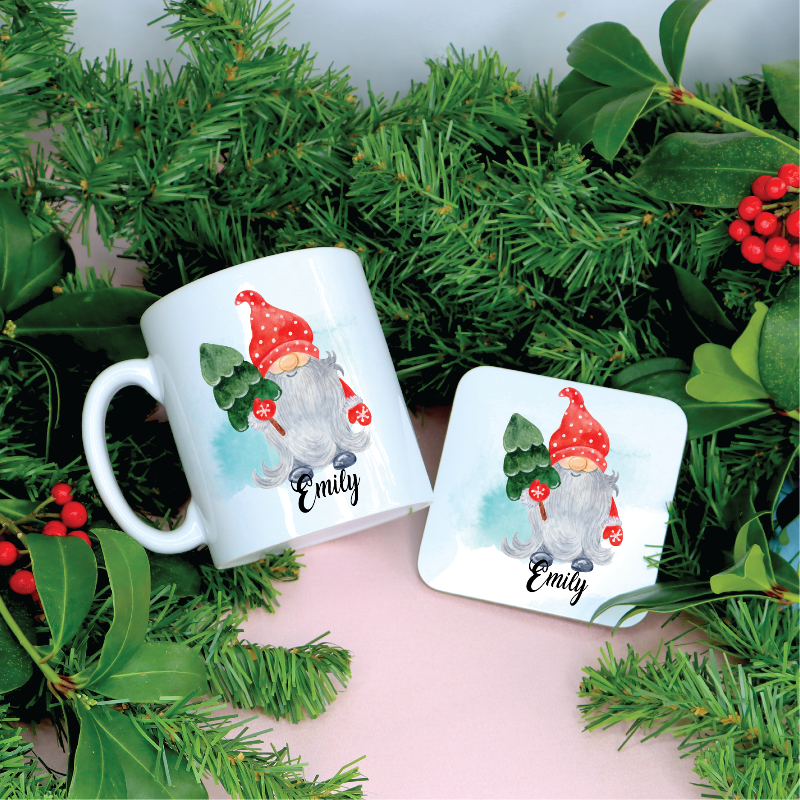 Personalised Gnome Christmas Tree Mug