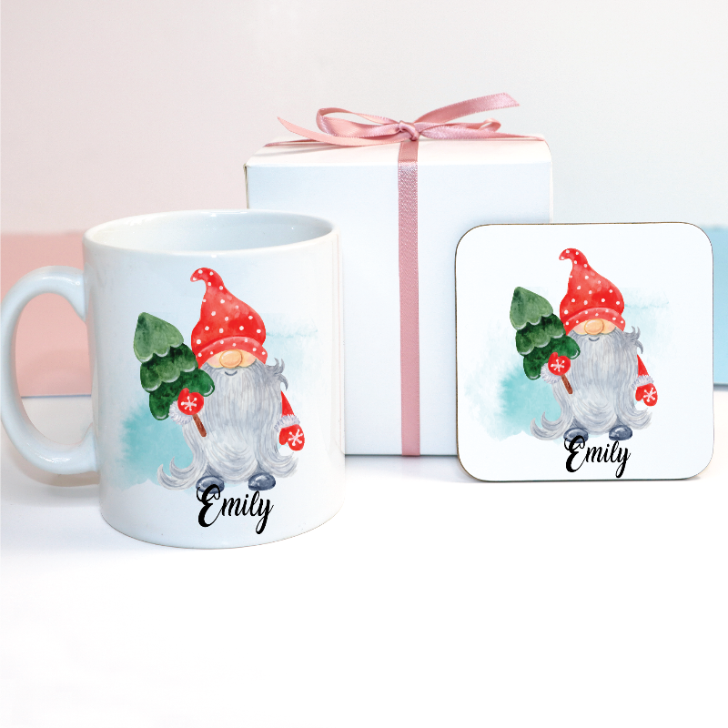 Personalised Gnome Christmas Tree Mug