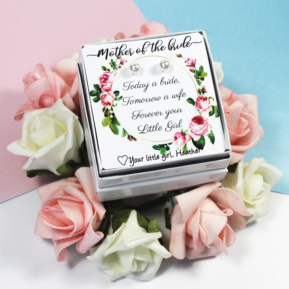 Mother of the Bride Gift - Sterling Silver and Pearl Stud Earrings