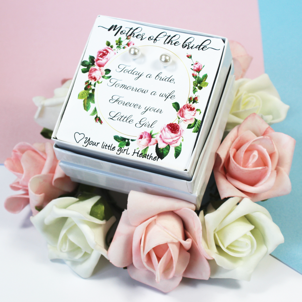Mother of the Bride Gift - Sterling Silver and Pearl Stud Earrings