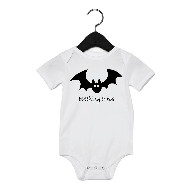 Halloween Teething Bites Bat Baby Romper