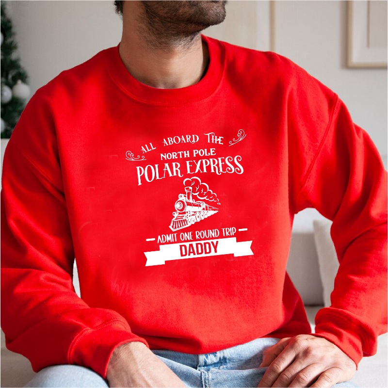 All Aboard The North Poll Polar Express Matching Family Christmas Sweatshirts