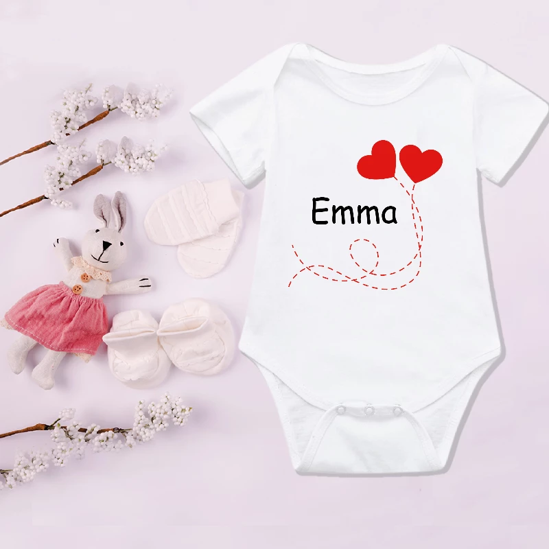 Personalised Kids T-shirt and Baby Vest with Heart Balloons Design