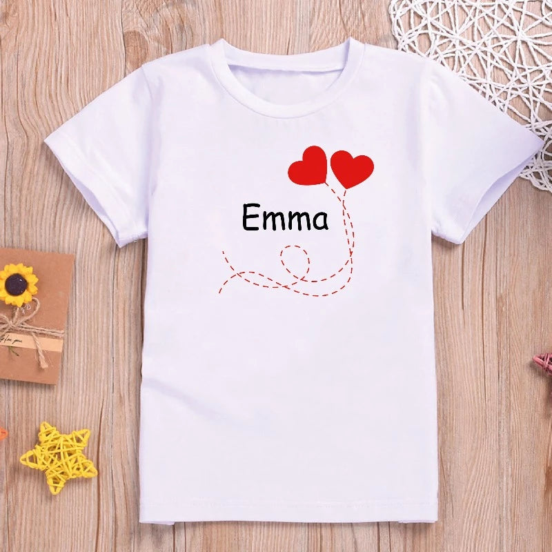 Personalised Kids T-shirt and Baby Vest with Heart Balloons Design