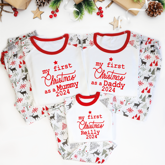 My First Christmas as a Daddy / My First Christmas as a Mummy / My First Christmas Matching Family Pyjamas