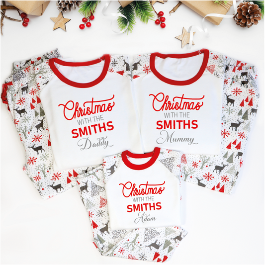 Christmas With Surname Matching Family Pyjamas