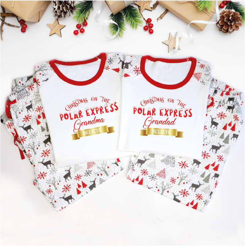 Christmas on the Polar Express Believe Personalised Family Christmas Pyjamas