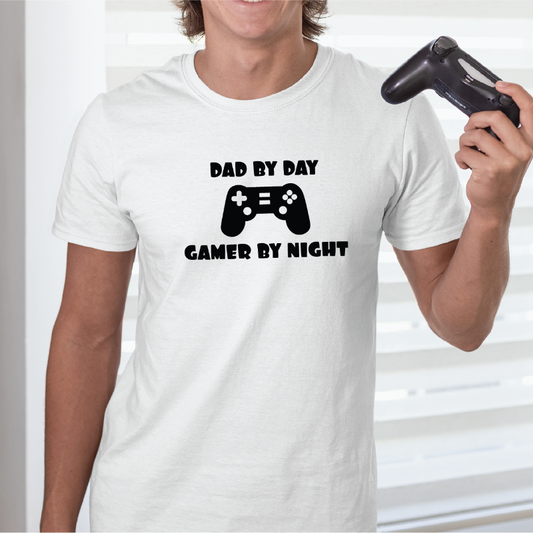 Dad By Day Gamer By Night T-Shirt Cool Fathers Day Gift