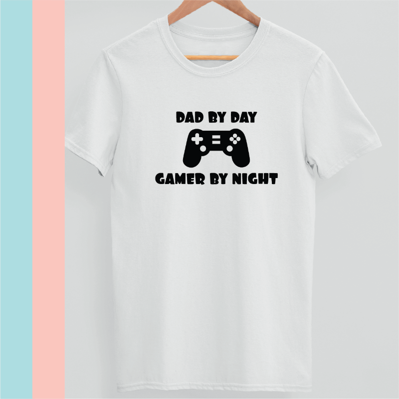 Dad By Day Gamer By Night T-Shirt Cool Fathers Day Gift