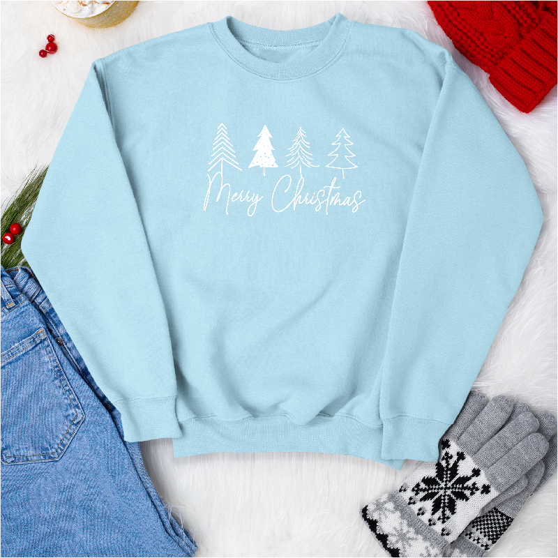 Minimalist Merry Christmas Jumper with cute Christmas Tree Silhouettes