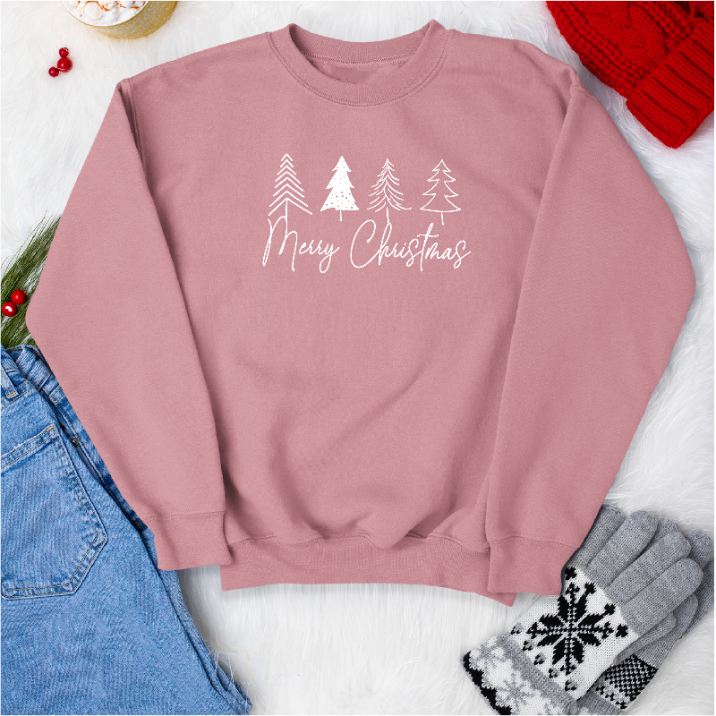 Minimalist Merry Christmas Jumper with cute Christmas Tree Silhouettes