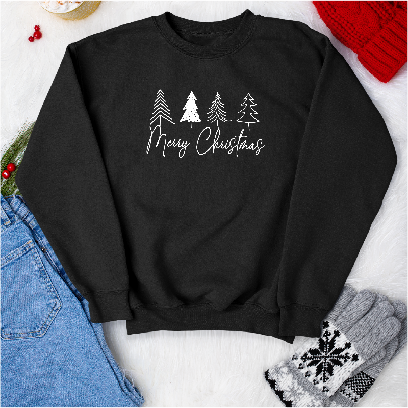Minimalist Merry Christmas Jumper with cute Christmas Tree Silhouettes