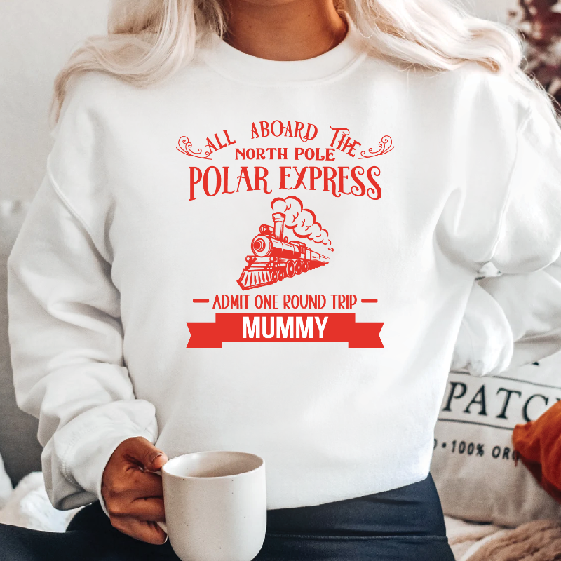 All Aboard The North Poll Polar Express Matching Family Christmas Sweatshirts